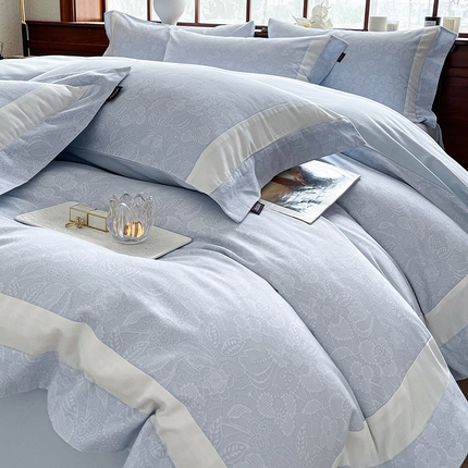 91家纺网 家纺一手货源 找家纺 （总）轻奢风A类全棉磨毛四件套加厚纯棉数码印花拼接被套床单轻奢风床笠款床上用品