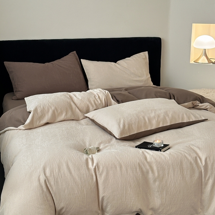 91家纺网 家纺一手货源 找家纺 （总）梦享生活家居 2024新款全棉肌理纹系列四件套-素写