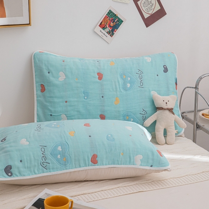 91家纺网 家纺一手货源 找家纺 （总）佰丝居 2023新款A类全棉六层纱布枕巾四季用纯棉加大枕头巾家用枕芯盖巾（风格二）