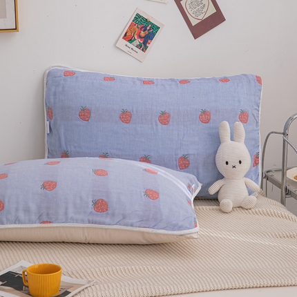 91家纺网 家纺一手货源 找家纺 （总）佰丝居 2023新款A类全棉六层纱布枕巾四季用纯棉加大枕头巾家用枕芯盖巾（风格二）