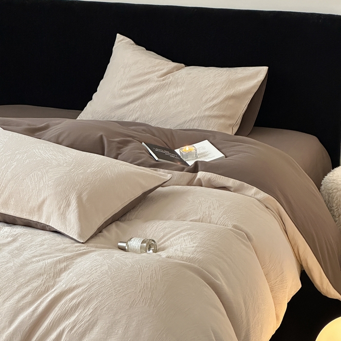 91家纺网 家纺一手货源 找家纺 （总）梦享生活家居 2024新款全棉肌理纹系列四件套-素写