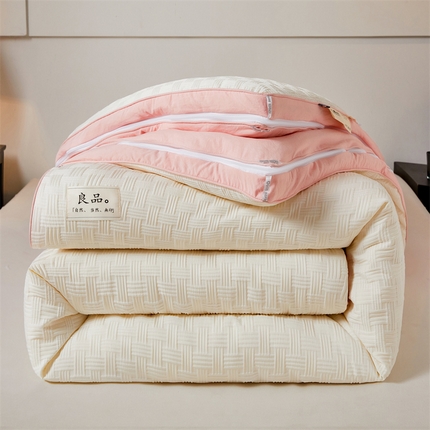91家纺网 家纺一手货源 找家纺 （总）创优家纺 2025新款针织提花四季被子母被双胎被春秋被冬被被子被芯二合一拉链款直播
