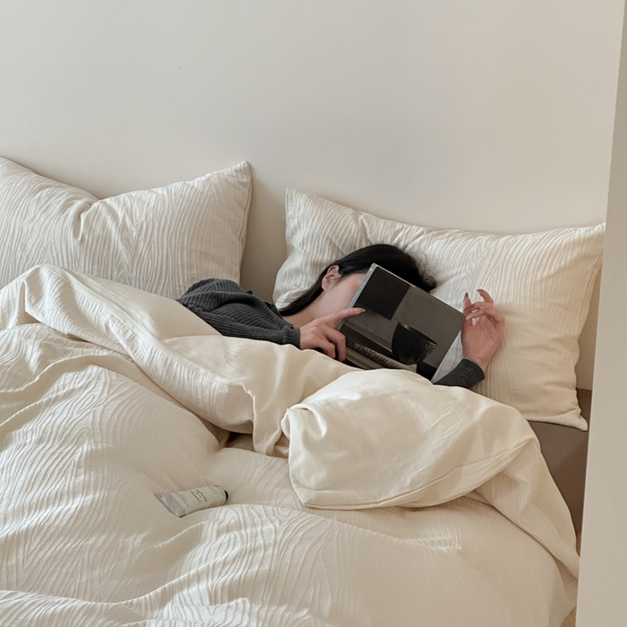 91家纺网 家纺一手货源 找家纺 （总）梦享生活家居 2024新款全棉提花树皮纹系列四件套