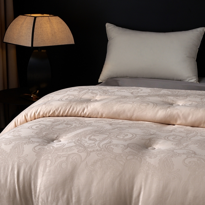 91家纺网 家纺一手货源 找家纺 朴罗 （ 原岚图） 2024新款臻品色织蚕丝大豆被含礼盒包装  香槟色