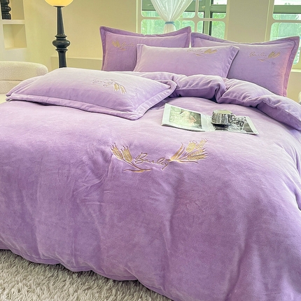 91家纺网 家纺一手货源 找家纺 （总）眠优居 商2024牛奶绒四件套秋冬季加厚珊瑚绒高级感刺绣直播爆款