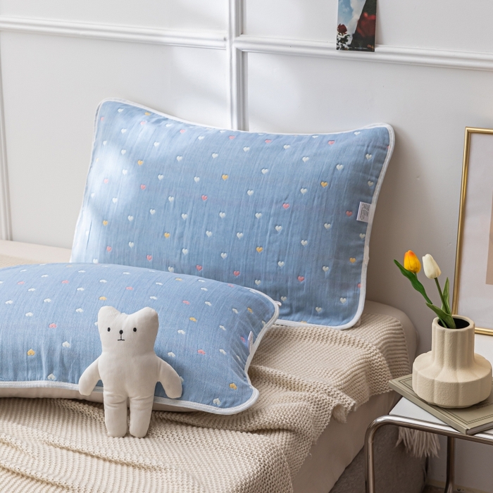 91家纺网 家纺一手货源 找家纺 （总）佰丝居 2023新款A类全棉六层纱布枕巾四季用纯棉加大枕头巾家用枕芯盖巾（风格二）