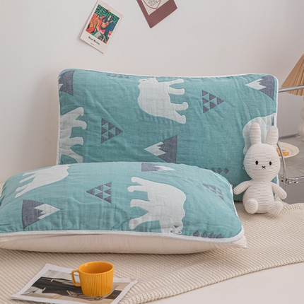 91家纺网 家纺一手货源 找家纺 （总）佰丝居 2023新款A类全棉六层纱布枕巾四季用纯棉加大枕头巾家用枕芯盖巾（风格二）