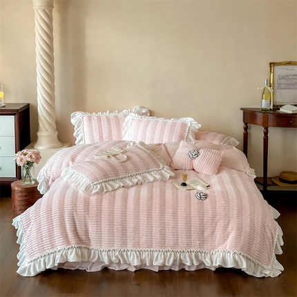 91家纺网 家纺一手货源 找家纺 （总）婳庭家居 2024新款山茶花兔兔绒牛奶绒四件套-香香公主