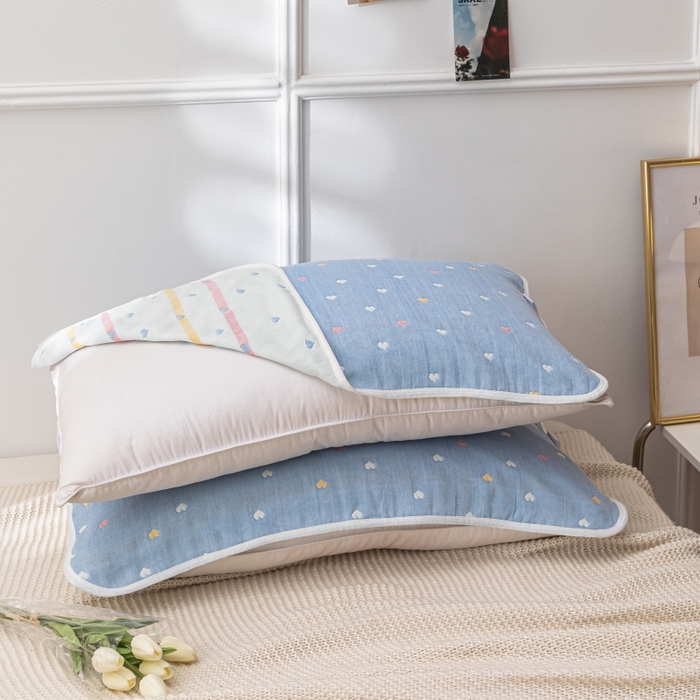 91家纺网 家纺一手货源 找家纺 （总）佰丝居 2023新款A类全棉六层纱布枕巾四季用纯棉加大枕头巾家用枕芯盖巾（风格二）