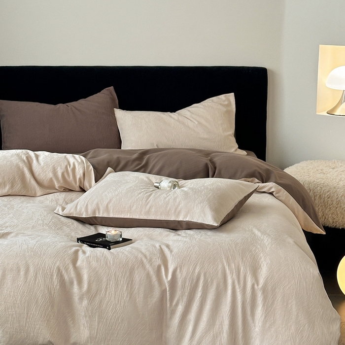 91家纺网 家纺一手货源 找家纺 （总）梦享生活家居 2024新款全棉肌理纹系列四件套-素写