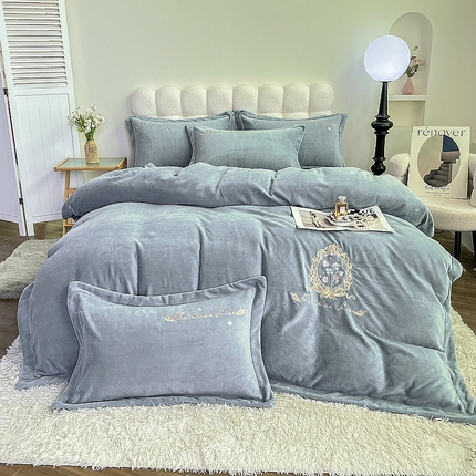 91家纺网 家纺一手货源 找家纺 （总）眠优居 2024牛奶棉宽边刺绣四件套牛奶绒法莱绒宝宝绒套件