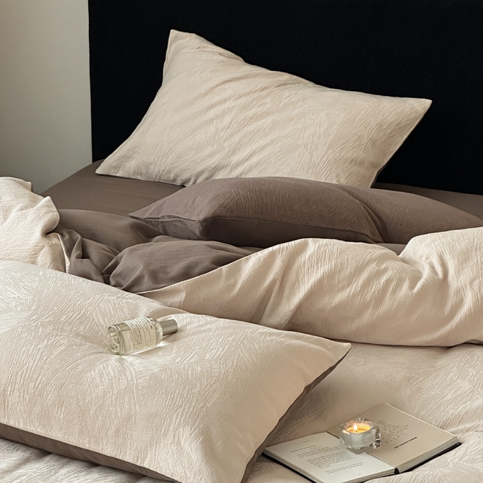 91家纺网 家纺一手货源 找家纺 （总）梦享生活家居 2024新款全棉肌理纹系列四件套-素写