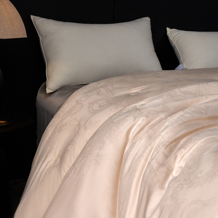 91家纺网 家纺一手货源 找家纺 朴罗 （ 原岚图） 2024新款臻品色织蚕丝大豆被含礼盒包装  香槟色