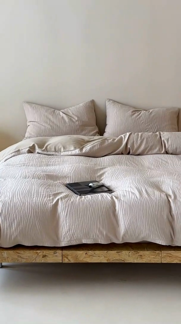 91家纺网 家纺一手货源 找家纺 梦享生活家居 2024新款全棉提花树皮纹系列四件套 提花树皮纹-卡其色