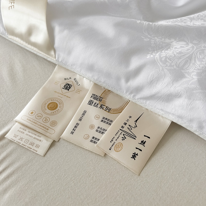 91家纺网 家纺一手货源 找家纺 龙图家纺 2024新款80支全棉贡缎蚕丝被-玉如意 玉如意-白色