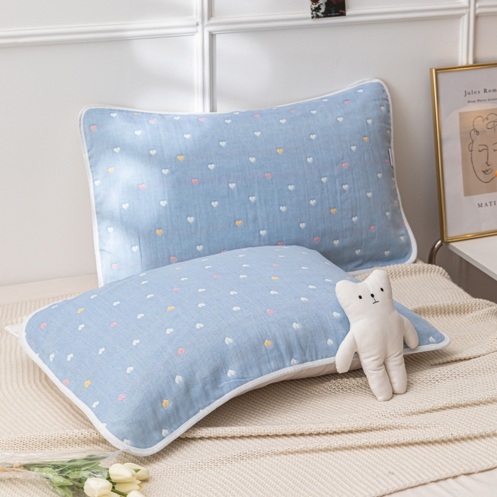 91家纺网 家纺一手货源 找家纺 （总）佰丝居 2023新款A类全棉六层纱布枕巾四季用纯棉加大枕头巾家用枕芯盖巾（风格二）