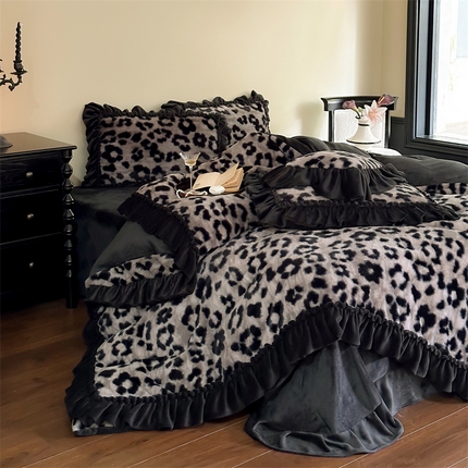 婳庭家居 2024新款兔兔绒牛奶绒四件套-野趣 野趣-灰