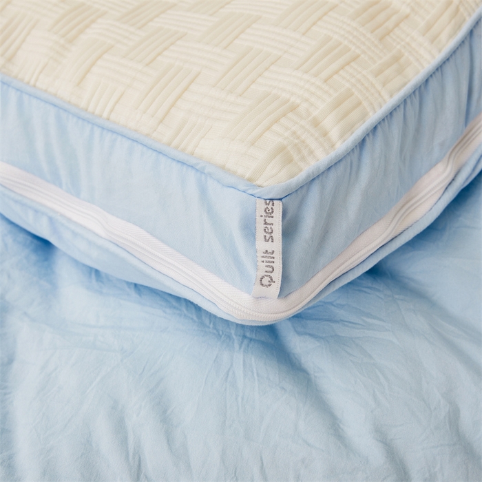 91家纺网 家纺一手货源 找家纺 创优家纺 2025新款针织提花四季被子母被双胎被春秋被冬被被子被芯二合一拉链款直播 双拼提花-蓝