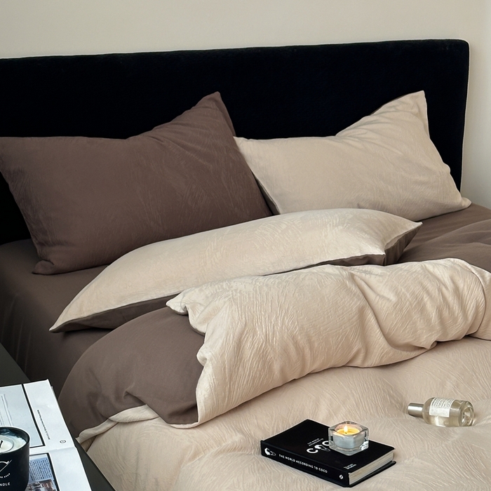 91家纺网 家纺一手货源 找家纺 （总）梦享生活家居 2024新款全棉肌理纹系列四件套-素写