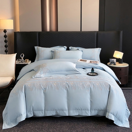 91家纺网 家纺一手货源 找家纺 家居1号家纺 2024新款加厚磨毛四件套-蝶恋花系列 蝶恋花-温馨蓝