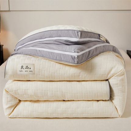 91家纺网 家纺一手货源 找家纺 （总）创优家纺 2025新款针织提花四季被子母被双胎被春秋被冬被被子被芯二合一拉链款直播