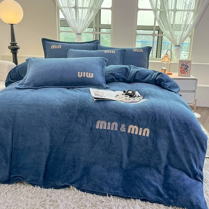 91家纺网 家纺一手货源 找家纺 （总）眠优居 商2024牛奶绒四件套秋冬季加厚珊瑚绒高级感刺绣直播爆款