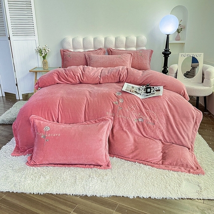 （总）眠优居 2024牛奶棉宽边刺绣四件套牛奶绒法莱绒宝宝绒套件