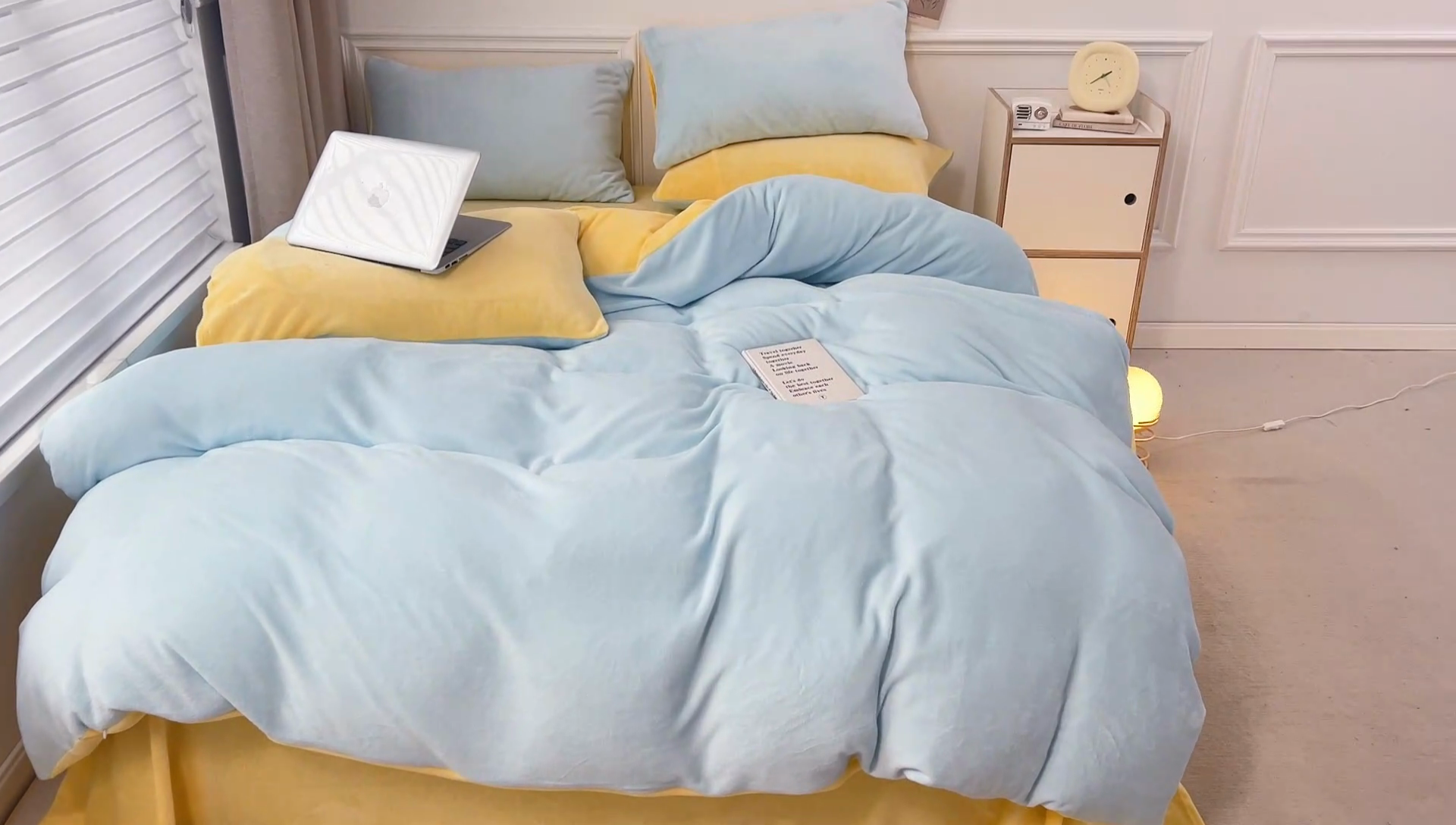 91家纺网 家纺一手货源 找家纺 （总）梵克保罗 2024新款ins风小红书博主推荐高克重纯色双拼牛奶绒四件套