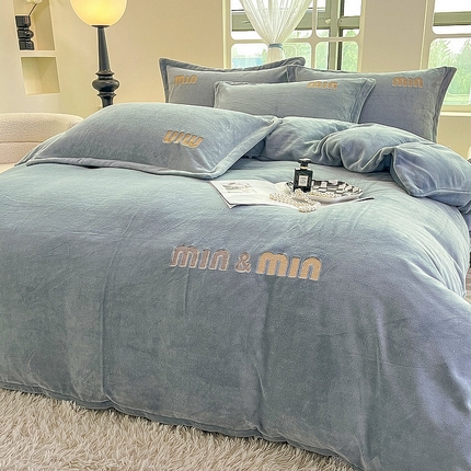 91家纺网 家纺一手货源 找家纺 （总）眠优居 商2024牛奶绒四件套秋冬季加厚珊瑚绒高级感刺绣直播爆款