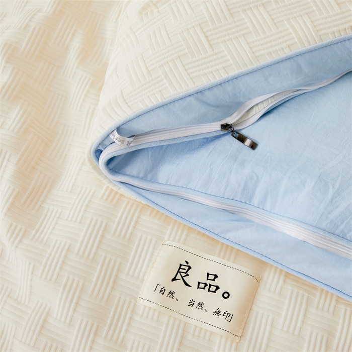 91家纺网 家纺一手货源 找家纺 创优家纺 2025新款针织提花四季被子母被双胎被春秋被冬被被子被芯二合一拉链款直播 双拼提花-蓝