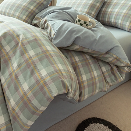 91家纺网 家纺一手货源 找家纺 （总）蓝巢家纺 2023新款全棉色织水洗棉四件套单品系列一--单被套