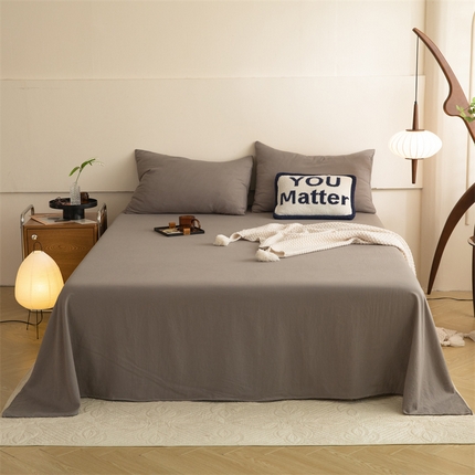 多品家纺 2024新款超柔水洗棉单床单 浅灰