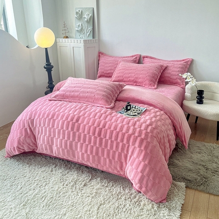 91家纺网 家纺一手货源 找家纺 （总）眠优居 2024皮草绒四件套牛奶绒宝宝绒泡泡绒绣花套件