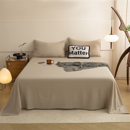 多品家纺 2024新款超柔水洗棉单床单 奶茶咖