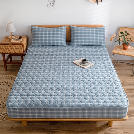 91家纺网 家纺一手货源 找家纺 （总）蓝巢家纺 2024新款A类全棉色织水洗棉大豆夹棉床笠三件套