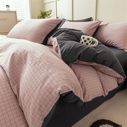 91家纺网 家纺一手货源 找家纺 （总）蓝巢家纺 2023新款全棉色织水洗棉四件套单品系列一--单被套