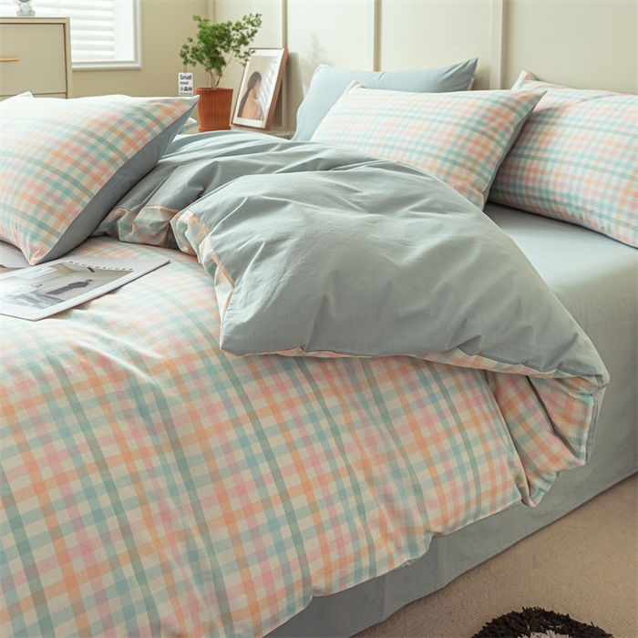 91家纺网 家纺一手货源 找家纺 （总）蓝巢家纺 2023新款全棉色织水洗棉四件套单品系列一--单被套