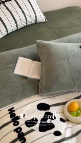 91家纺网 家纺一手货源 找家纺 时年家纺 2024新款牛奶绒毛巾绣系列四件套（充值会员优惠5元） 条纹熊猫-绿