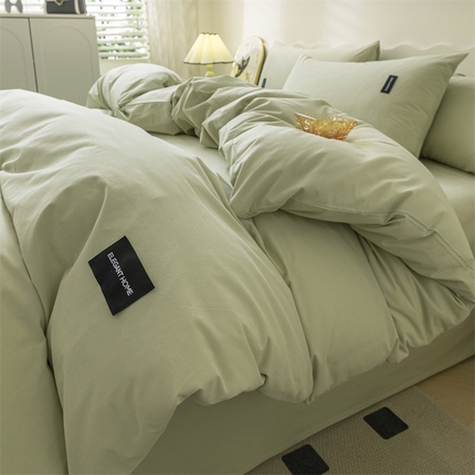 91家纺网 家纺一手货源 找家纺 （总）蓝巢家纺 2023新款全棉色织水洗棉双拼款四件套