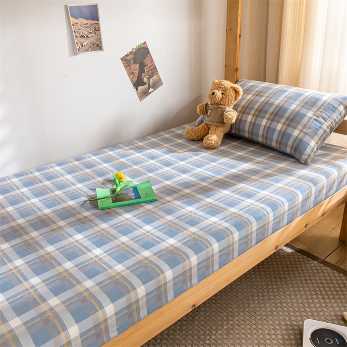 91家纺网 家纺一手货源 找家纺 （总）蓝巢家纺 2023新款全棉色织水洗棉学生季单品套件系列二 -单床笠