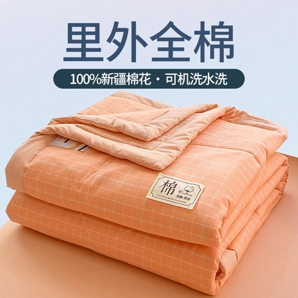 91家纺网 家纺一手货源 找家纺 （总）一条棉被 2024新款新疆棉花被棉花夏被无印款全棉水洗棉夏凉被空调被纯棉花薄被薄款春秋被单人可机洗-格子款