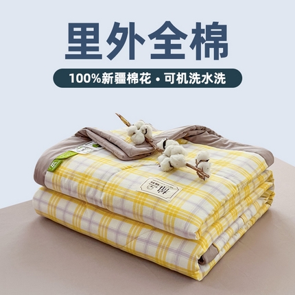 91家纺网 家纺一手货源 找家纺 （总）一条棉被 2024新款新疆棉花被棉花夏被无印款全棉水洗棉夏凉被空调被纯棉花薄被薄款春秋被单人可机洗-格子款
