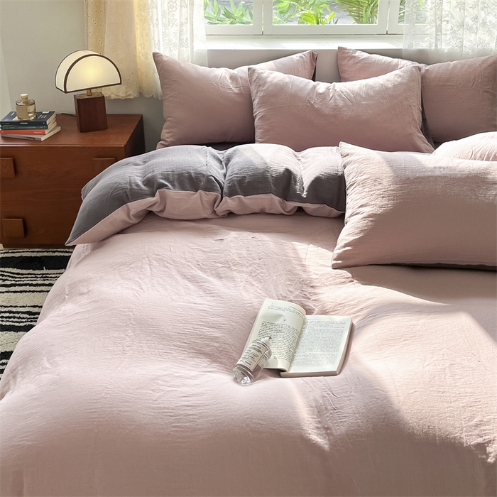 91家纺网 家纺一手货源 找家纺 （总）蓝巢家纺 2024新款A版全棉水洗棉双层纱皱皱纱四件套