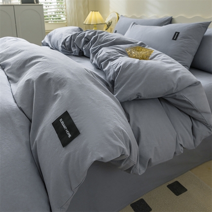 91家纺网 家纺一手货源 找家纺 （总）蓝巢家纺 2023新款全棉色织水洗棉双拼款四件套