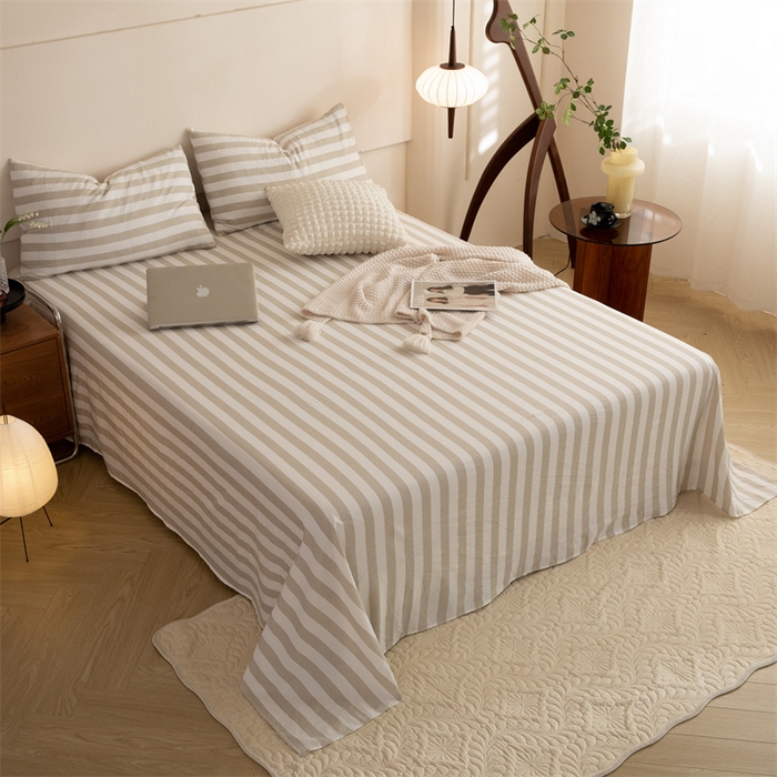 91家纺网 家纺一手货源 找家纺 多品家纺 2024新款超柔水洗棉单床单 暮落浅咖