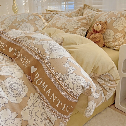 暖芯优选 2025新款直播爆款加厚全棉磨毛四件套喷气印花纯棉（一字绣工艺款）学生三件套10月上新 卡尼亚