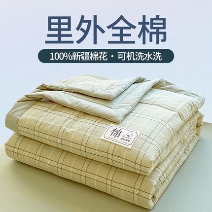 91家纺网 家纺一手货源 找家纺 （总）一条棉被 2024新款新疆棉花被棉花夏被无印款全棉水洗棉夏凉被空调被纯棉花薄被薄款春秋被单人可机洗-格子款