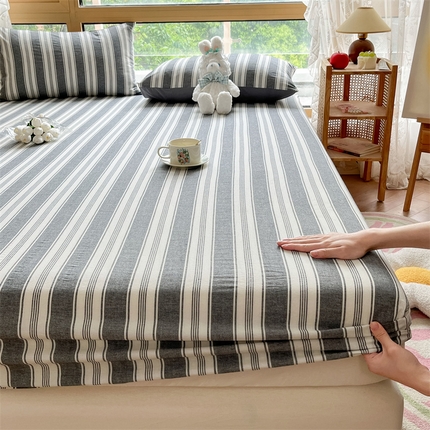 91家纺网 家纺一手货源 找家纺 （总）蓝巢家纺 2023新款全棉色织水洗棉四件套单品系列二-单床笠