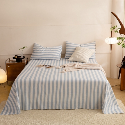 91家纺网 家纺一手货源 找家纺 多品家纺 2024新款超柔水洗棉单床单 星蓝