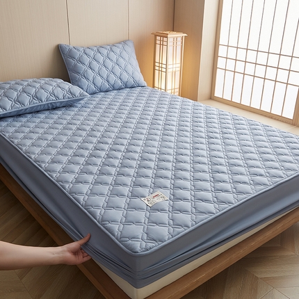 91家纺网 家纺一手货源 找家纺 （总）爱喔家纺 2024新款A类原棉大豆纤维夹棉床笠